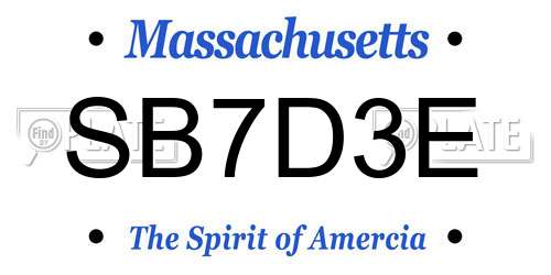 SB7D3E Massachusetts License Plate