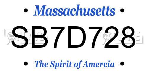 SB7D728 Massachusetts License Plate