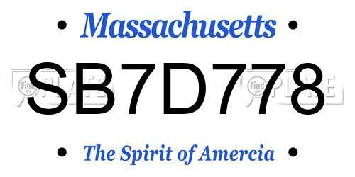 SB7D778 Massachusetts License Plate