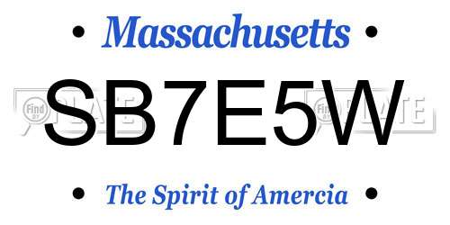 SB7E5W Massachusetts License Plate
