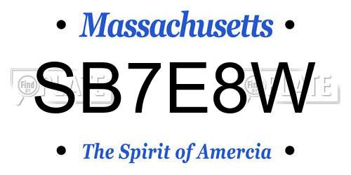 SB7E8W Massachusetts License Plate