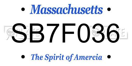 SB7F036 Massachusetts License Plate