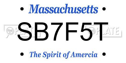 SB7F5T Massachusetts License Plate