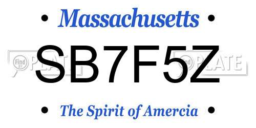 SB7F5Z Massachusetts License Plate