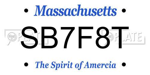 SB7F8T Massachusetts License Plate