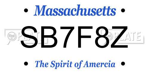 SB7F8Z Massachusetts License Plate