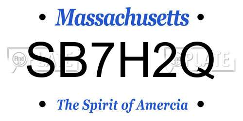 SB7H2Q Massachusetts License Plate