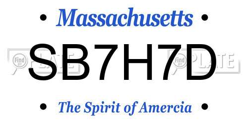 SB7H7D Massachusetts License Plate