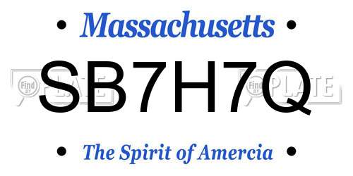 SB7H7Q Massachusetts License Plate