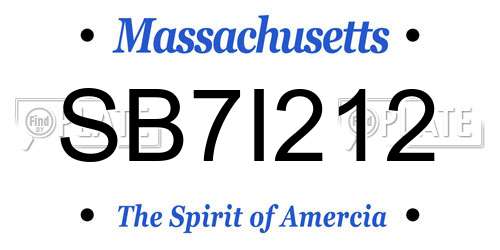 SB7I212 Massachusetts License Plate
