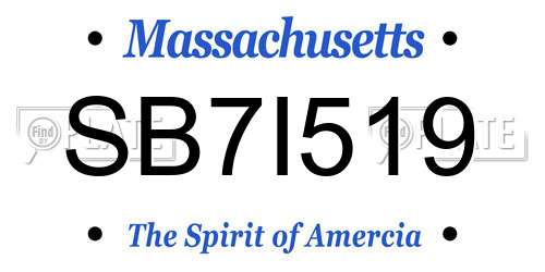 SB7I519 Massachusetts License Plate