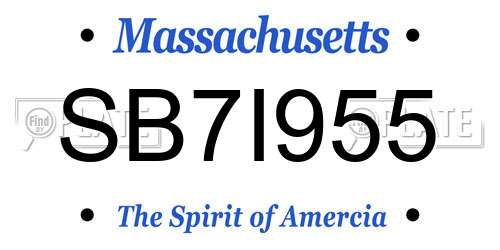 SB7I955 Massachusetts License Plate