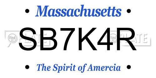 SB7K4R Massachusetts License Plate
