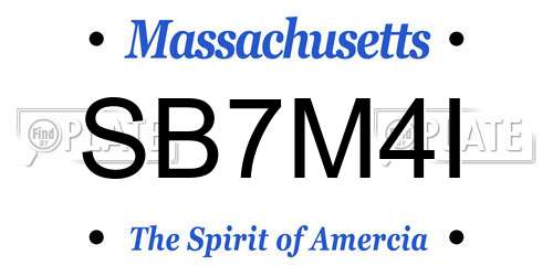 SB7M4I Massachusetts License Plate