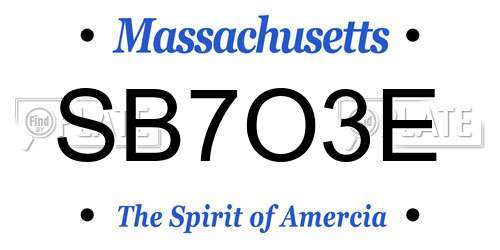 SB7O3E Massachusetts License Plate