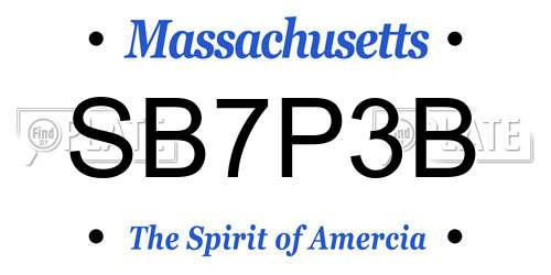 SB7P3B Massachusetts License Plate