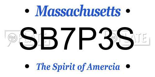 SB7P3S Massachusetts License Plate
