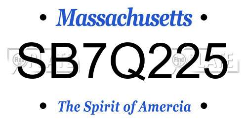 SB7Q225 Massachusetts License Plate