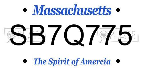 SB7Q775 Massachusetts License Plate