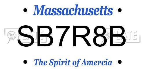 SB7R8B Massachusetts License Plate