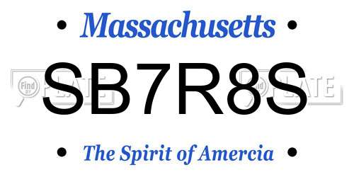 SB7R8S Massachusetts License Plate