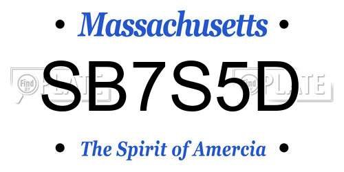 SB7S5D Massachusetts License Plate