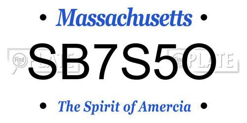 SB7S5O Massachusetts License Plate