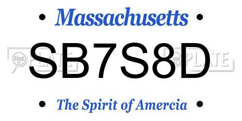 SB7S8D Massachusetts License Plate