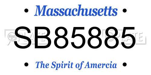 SB85885 Massachusetts License Plate