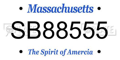 SB88555 Massachusetts License Plate