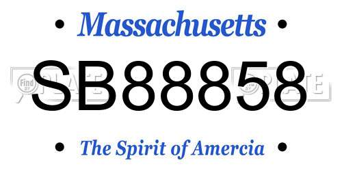 SB88858 Massachusetts License Plate