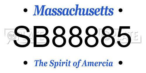 SB88885 Massachusetts License Plate