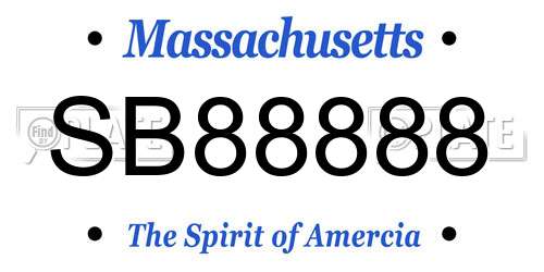 SB88888 Massachusetts License Plate