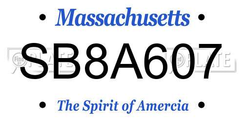 SB8A607 Massachusetts License Plate