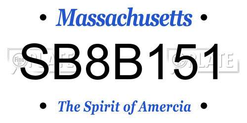 SB8B151 Massachusetts License Plate