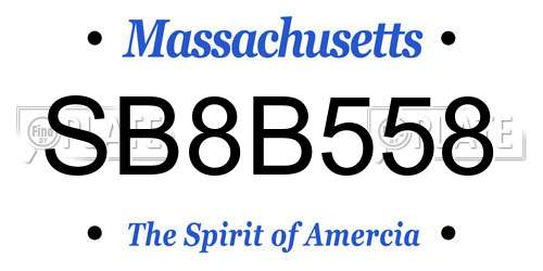 SB8B558 Massachusetts License Plate