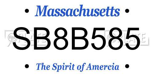 SB8B585 Massachusetts License Plate