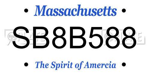 SB8B588 Massachusetts License Plate