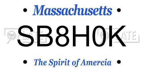SB8H0K Massachusetts License Plate