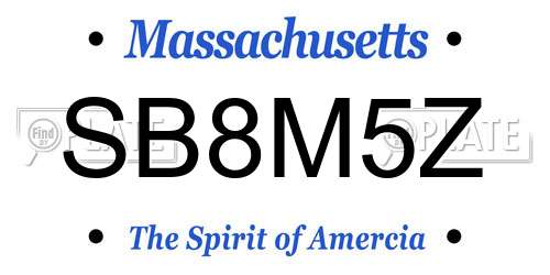 SB8M5Z Massachusetts License Plate