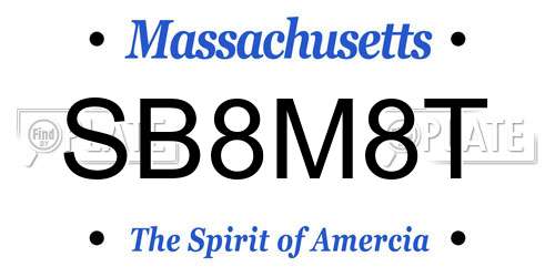 SB8M8T Massachusetts License Plate
