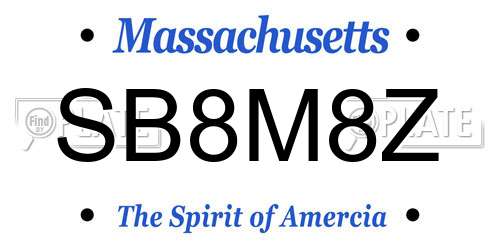 SB8M8Z Massachusetts License Plate