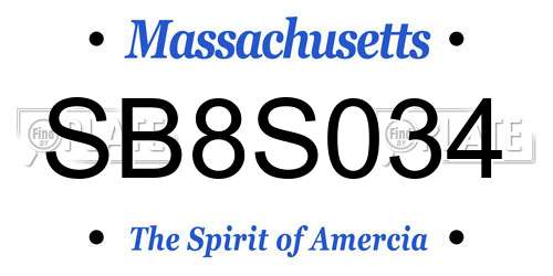 SB8S034 Massachusetts License Plate