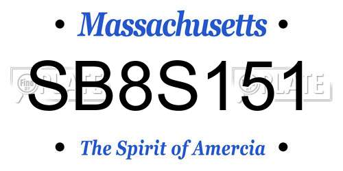 SB8S151 Massachusetts License Plate