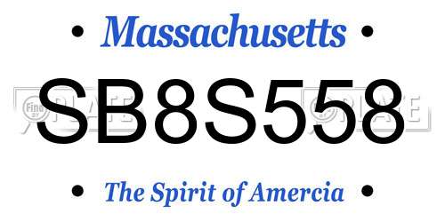 SB8S558 Massachusetts License Plate