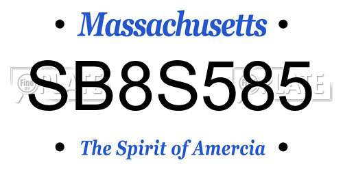 SB8S585 Massachusetts License Plate