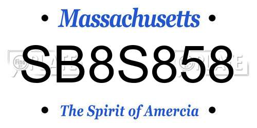 SB8S858 Massachusetts License Plate