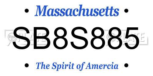 SB8S885 Massachusetts License Plate