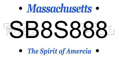 SB8S888 Massachusetts License Plate