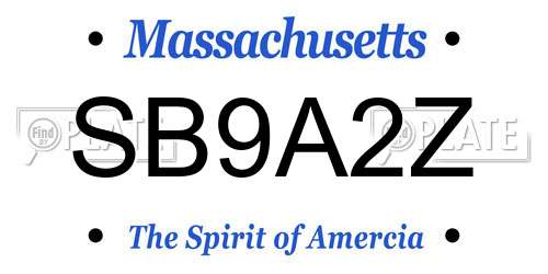 SB9A2Z Massachusetts License Plate
